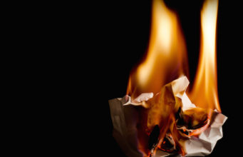 Burning of the crumpled sheet of paper